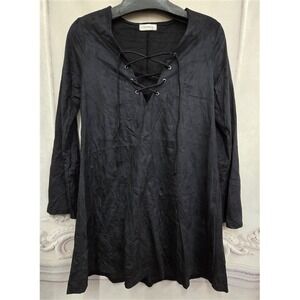 NWOT Olsenboye M Faux Suede Lace up Front Black Tunic 126341